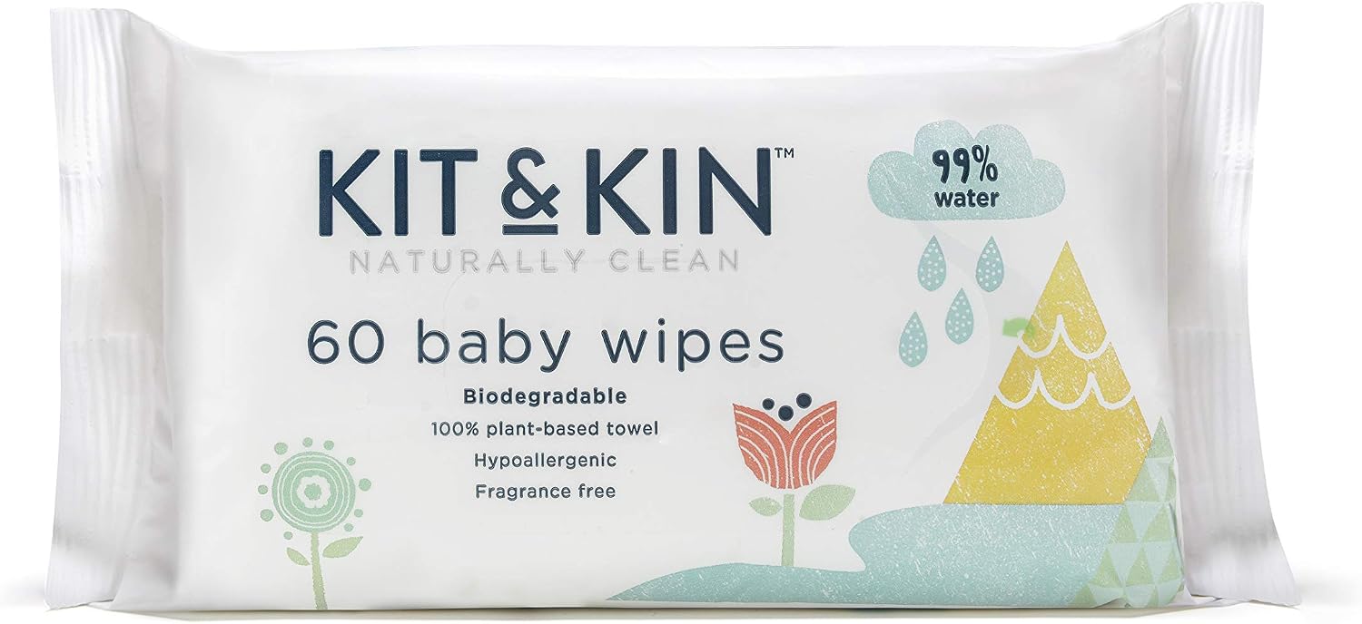 Kit & Kin Premium Baby Wipes, 600 Wet Wipes (10 packs), 60 count (Pack of 10)