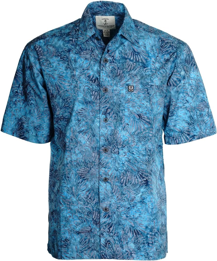 Artisan Outfitters Men's Cajuns Paradise Batik Cotton Hawaiian Shirt