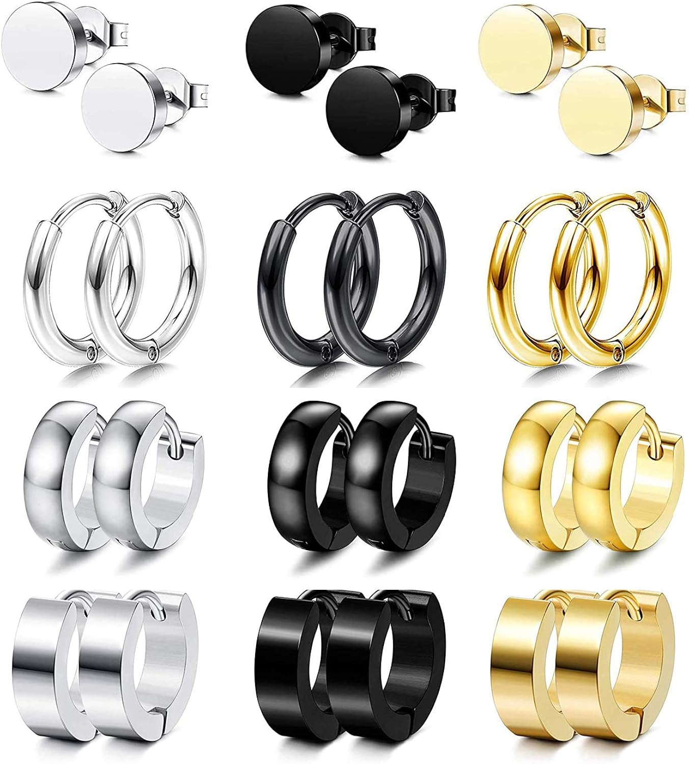 Produktbild von Creolen Set 4 Paar Edelstahl - Kleine Huggie Ohrringe Für Damen Und Herren