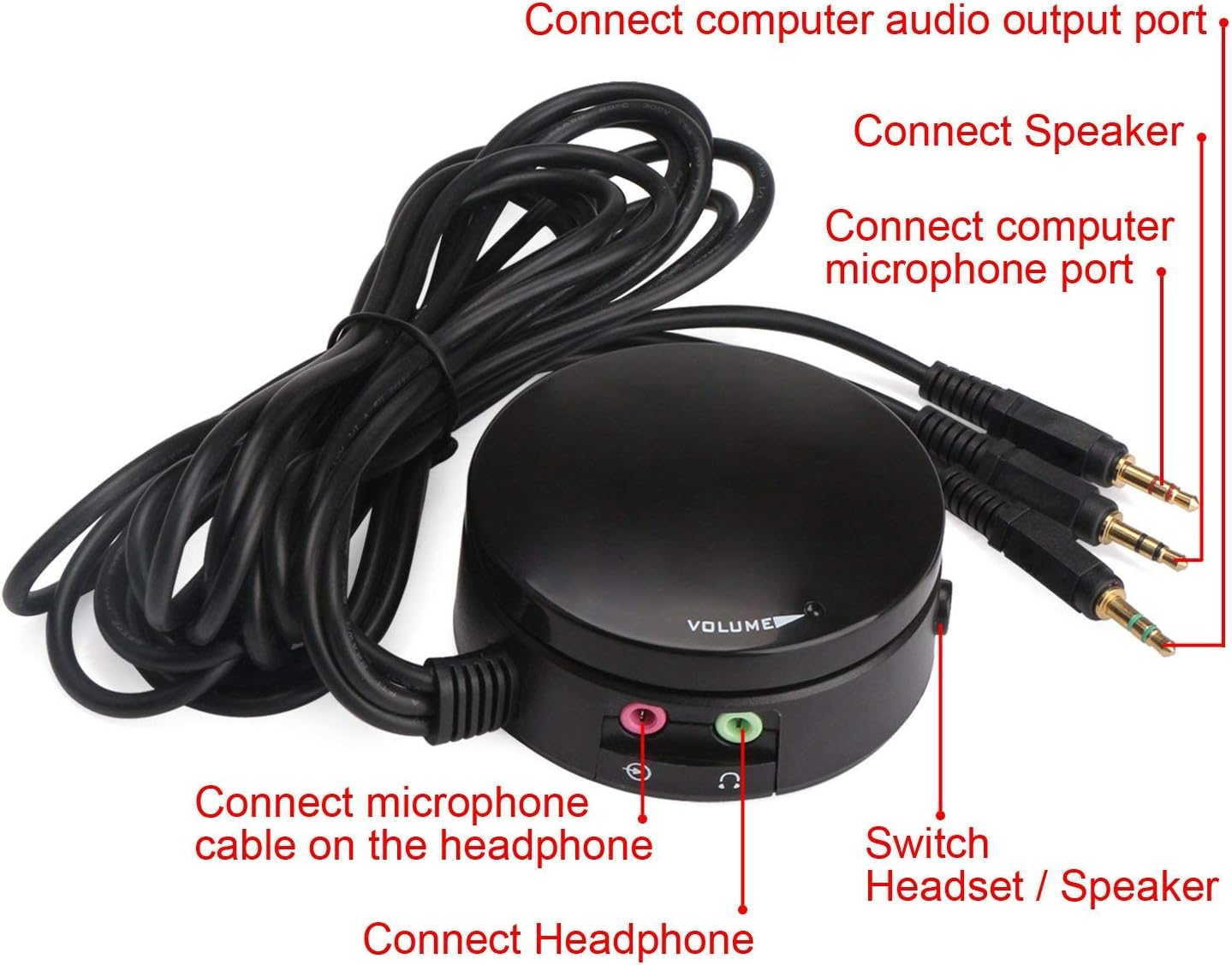 DollaTek Computer Speakers Headphone Audio Converter Audio Switch Volume Control Audio Adjuster Volume Knob - Image 4