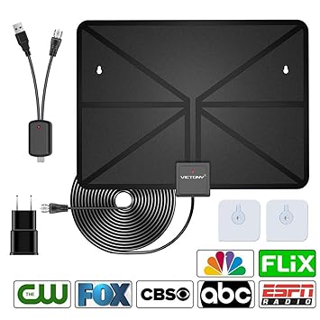 buy victony 2018 version hd digital tv antenna kit 1080p 50 miles range indoor digital hdtv antenna 16 5ft upgraded usb powered amplified antenna support all tv s black online at low prices in