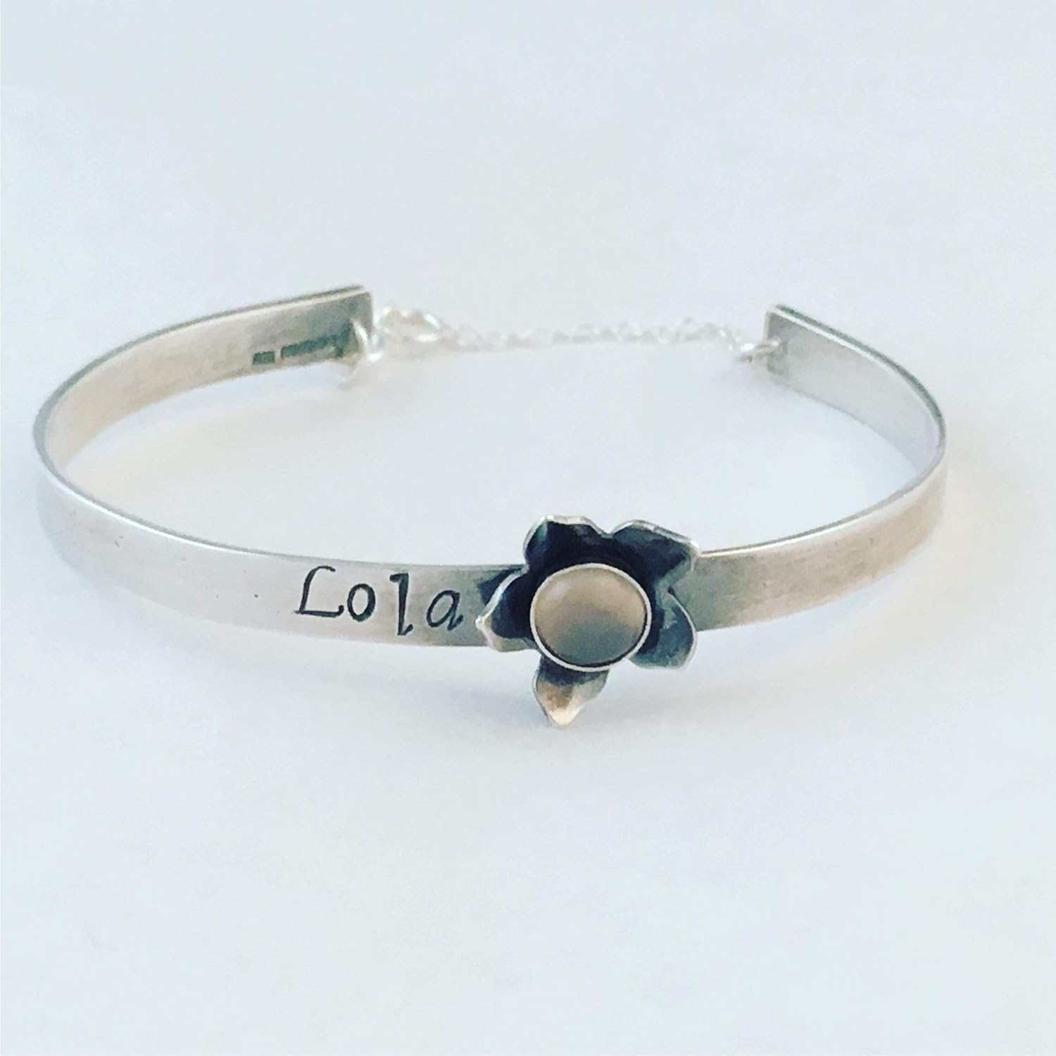 personalised silver christening bangle