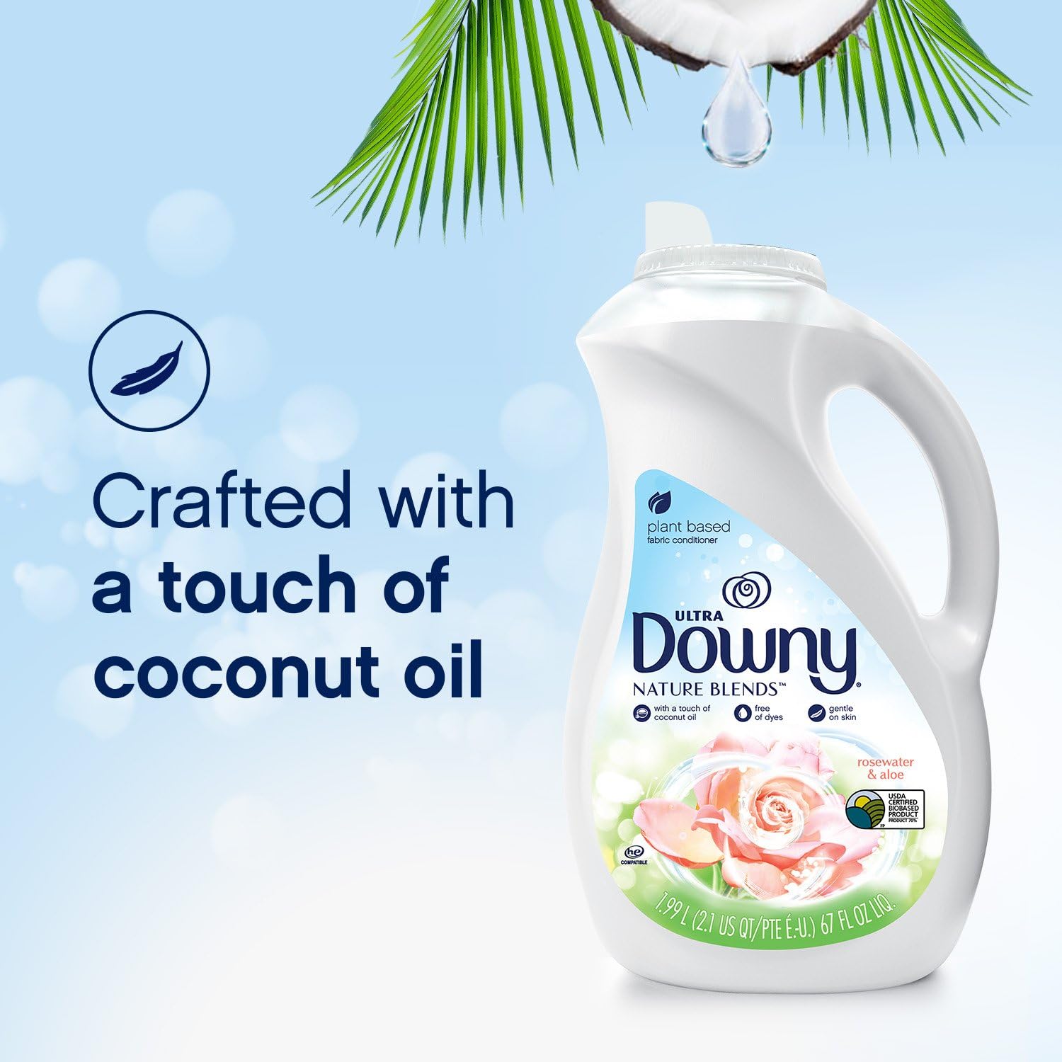 Downy Nature Blends Fabric Conditioner (Fabric Softener), Rosewater & Aloe, 44 Oz Bottles, 2 Pack, 104 Loads Total: Health & Personal Care