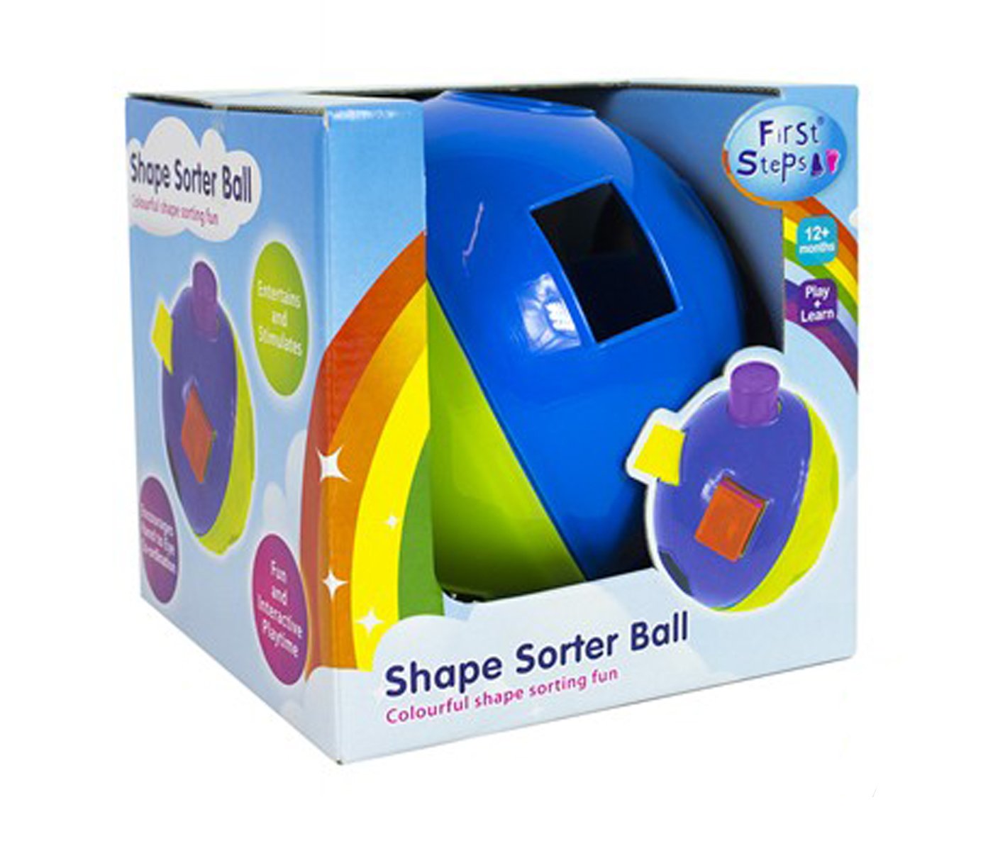First Steps Shape Sorter Ball Blue Green with 12 Shapes Perfect for