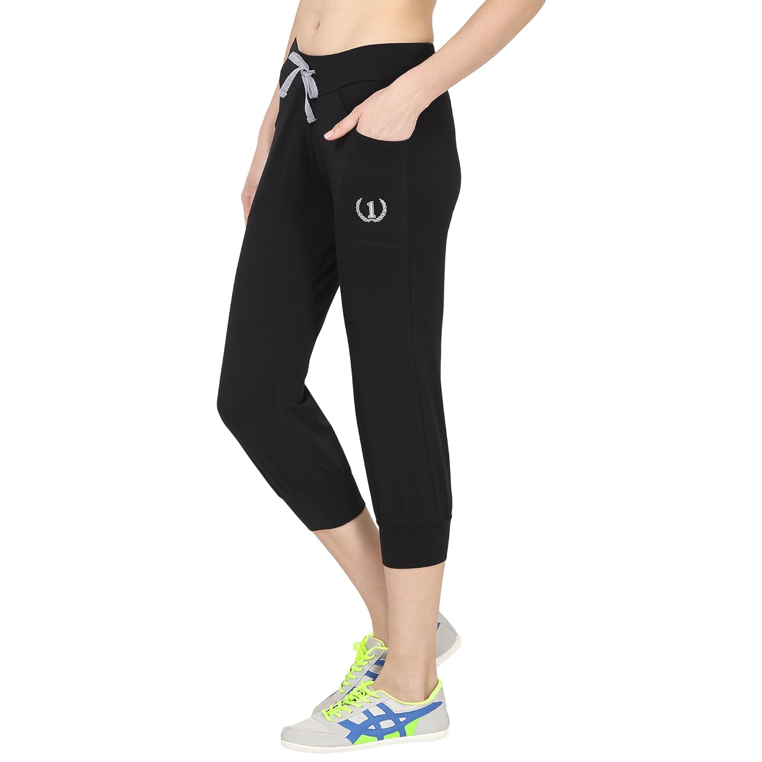 onesport black regular fit sports track pants for women(onsp42bl)