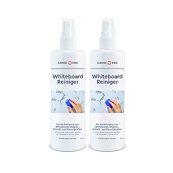 Hansepro Whiteboard-Reiniger, 2 x 250 ml I Cleaner I Löscher I Zubehör I Tafel-Reiniger I Spray I Flipchart I Reinigung und P