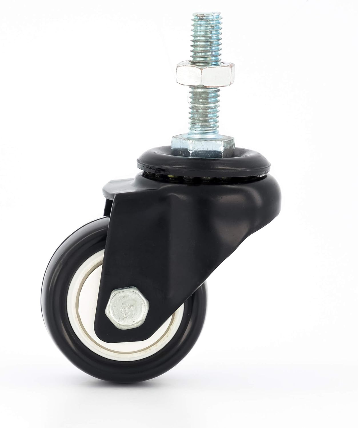 4 x Castor Wheels by FPM Direct Heavy Duty 200Kg Load Rating 40mm PU Rubber Swivel Castors with Brakes in Black, M8 Thread Fixing Nuts Included Trunk Trolley Furniture Cabinet Caster - Image 3