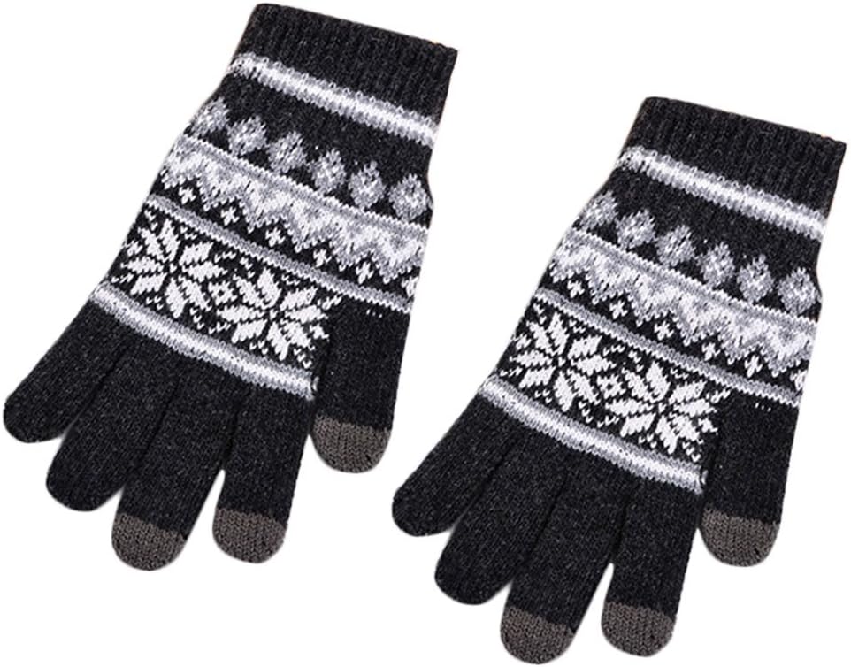 CHBC Mens Fashion Snowflake Thick Warm Stretch Knit Gloves Touch Screen