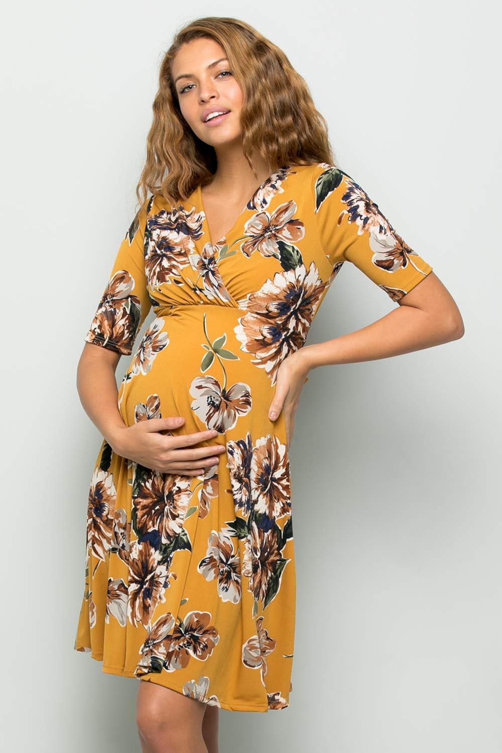 My Bump Women's Overlay Printed Baby Shower Nursing Maternity Wrap Dress at  Women’s Clothing store