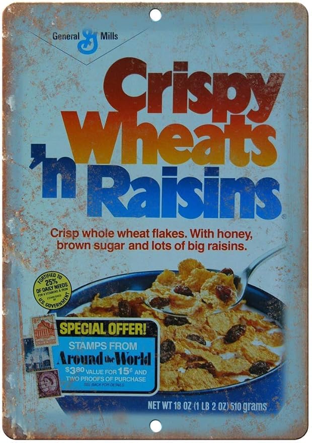 Amazon De Generies Crispy Wheats N Raisins Musli Box Blechschild Blechschild Vintage Retro Eisen