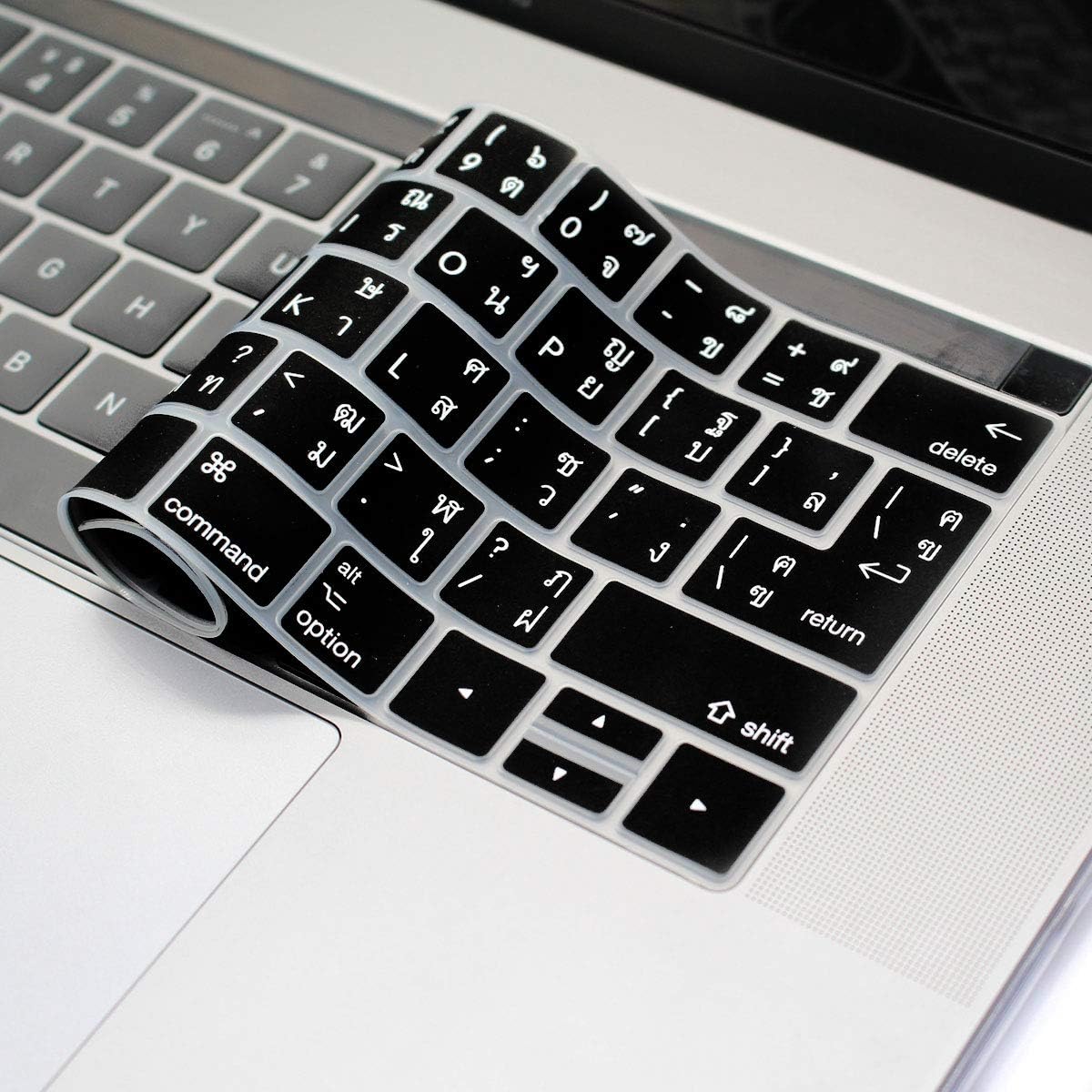 MMDW Thai Language Silicone Keyboard Cover for MacBook Pro 13 15 inch 2019 2018 2017 2016 with Touch Bar&Touch ID Model:A2159 A1989 A1706/A1990 A1707,USA and European Version - Image 5