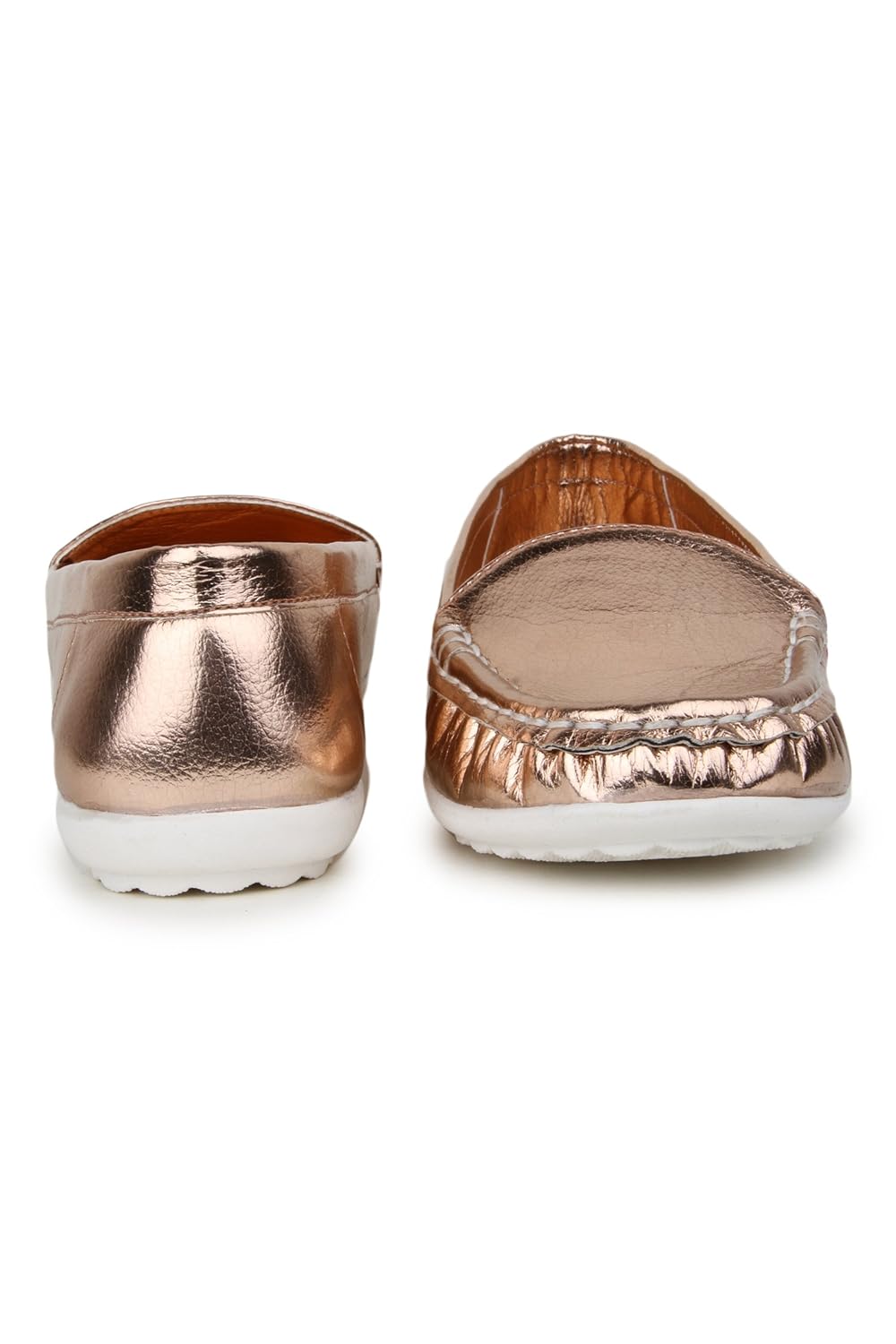 naisha women's synthetic leather loafers, fashionable stylish & light-weight (pink)