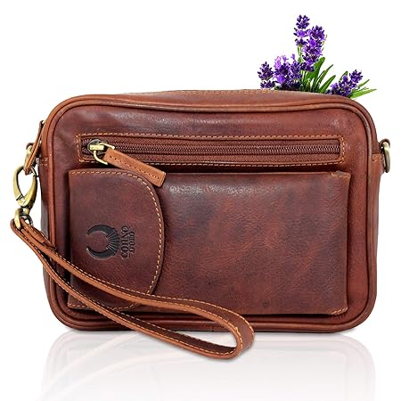 PREMIUM Umhängetasche aus Leder I Ledertasche für Damen & Herren I Echtleder Vintage Taschen als Schultertasche + Handgelenkt