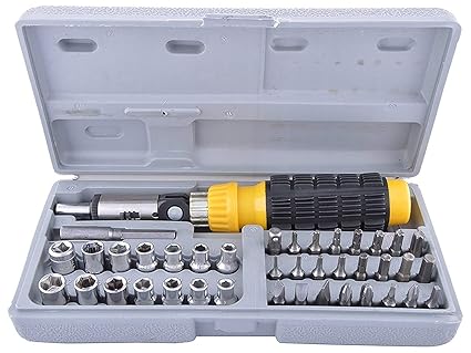 DEV ENTERPRISESSS Home and Outdoor Usable Mechanical Tool Kit | 41 in 1 PCs Tool Kit & Screwdriver and Socket Set for Garages Use | Multipurpose Tool Kit Screwdriver Set 180 Degree Rotating Handle