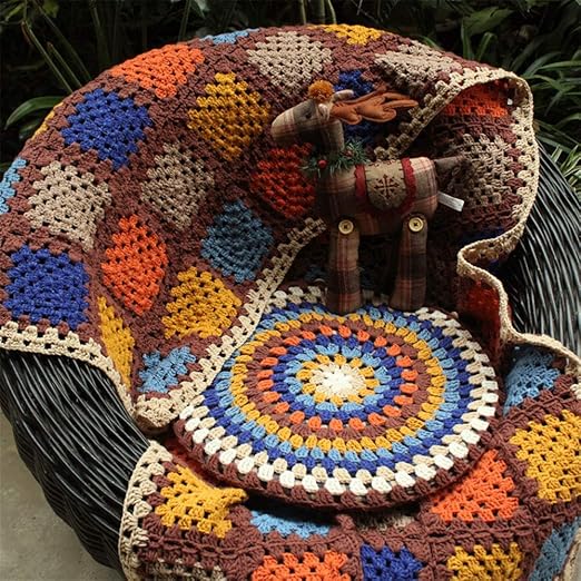 Molingxuan Mano All Uncinetto Boho Retro Casual Pastorale Puro Stile Mano All Uncinetto Coperta Di Fiori Coperta Di Lana All Uncinetto Tovaglia Cuscino Futon Coperta 180x75 Cuscino 48cm Amazon It Casa E Cucina