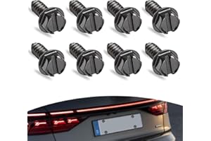 Flygun 8 PCS Car License Plate Frame Screws, 304 Stainless Steel US Standard License Plate Frame Self-Tapping Mounting Bolts, Rust-Proof Shock-Proof License Plate Fasteners, Universal for Car (Black)