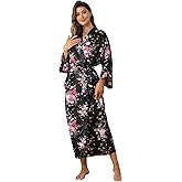 Women's Satin Kimono Robe Floral Long Silky Robes Bridal Kimonos Bridesmaid Party Dressing Gown