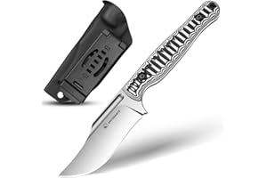 SPITZKANTE 8" Fixed Blade Knife LW-Y, Full Tang Horizontal Carry Fixed Blade Knife with Kydex Sheath for Men G10 D2 Steel