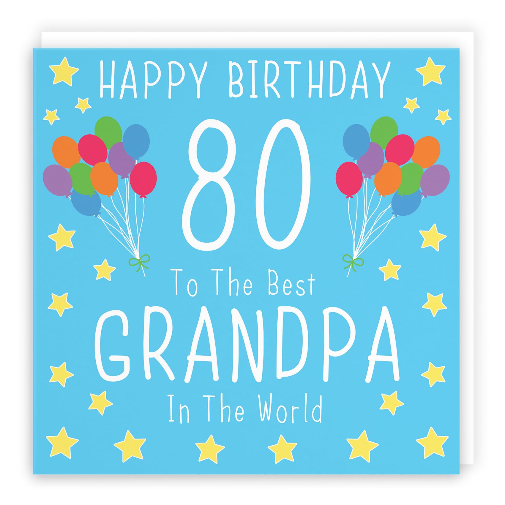 Hunts England - Large Grandpa 80th Birthday Card - Large Size - Happy Birthday - 80 - To The Best Grandpa In The World - Iconic Collection - Large - 210 x 210 mm - Age 80