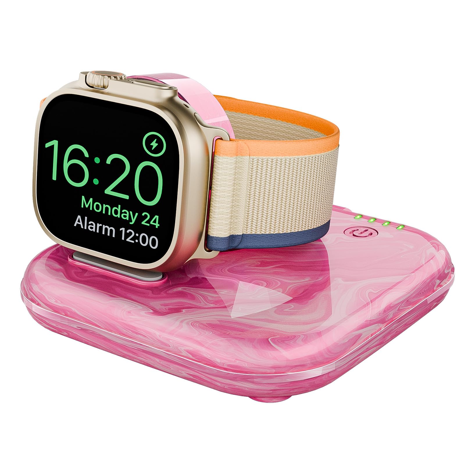 ZIKUREL Portable for Apple Watch Charger 2000mAh - Foldable Magnetic for Series 2-10/SE/Ultra1/2, Emergency Backup Charger with Type-C Travel Cable