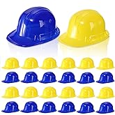 Covzoe 24 Pack Construction Hats, Soft Plastic Party Hat, Funny Party Dress Up Caps, Blue Yellow Building Hats Theme Favor Biodegradable Caps for Birthday Party Decor Supplies