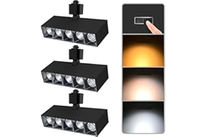 Arcfox 12W 3 Color LED Array Bright Track Light Head H Type 2700k 4000k 6000k Multi-Angle Rotation Ceiling Spotlight Black Track Light Fixture Dimmable for Store Gallery Office 24° 3 Pack