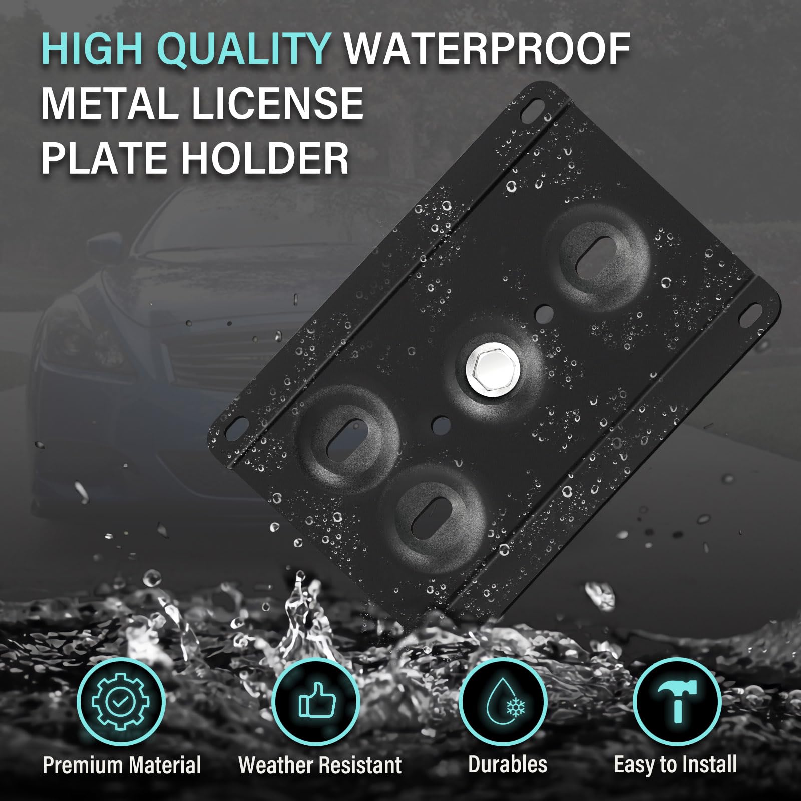 Condition photo showing New/Like New for no drill front grille license plate frames license plate mount bracket holder relocator compatible w