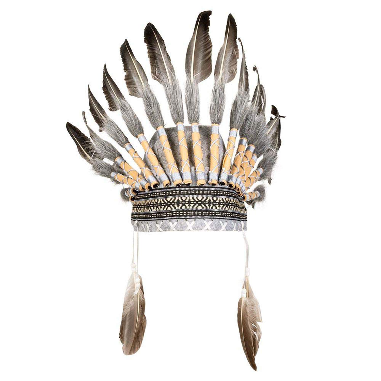 Boland 44091 – Headdress Indian with Feathers and Beads, Chief, Wild West, Costume, Carnival, Theme Party