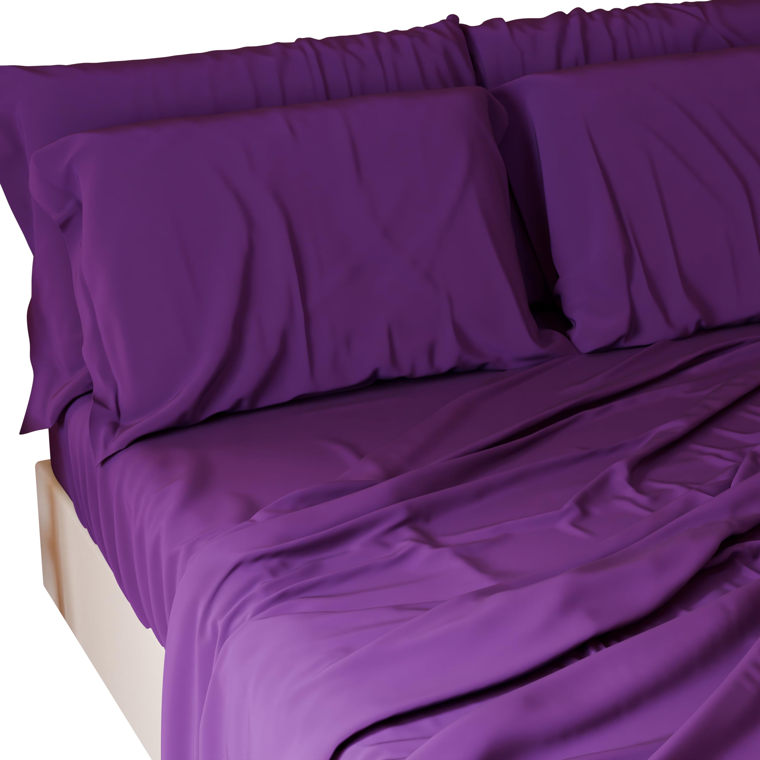 PETTI Artigiani Italiani 4 Piece Soft Breathable Double Bed Sheet Set with Fitted Sheet and 2 Pillowcases Plum — image 1