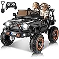 Hikole 2 Seater Ride On Toys Car for Big Kids, 24V Electric Vehicles w/20 Large Wide Seat, 2WD/4WD Switchable, 4X100W Engines, Music, Suspension, Battery Powerd Cars Truck for Kids Boys - Black