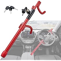 thumbnail image 2 of Hyper Tough Universal Steering Wheel Lock Heavy Duty Steel Anti-Theft For Cars Trucks Vans SUVs, Red Black 2 of 14