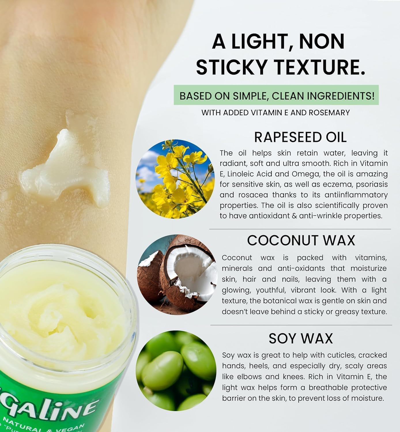 Vegaline - 100% Natural, Vegan & Hypoallergenic Alternative to Petroleum Jelly - Unpetroleum - Lips, Hands, Baby, Makeup Remover and More (2 Ounce)