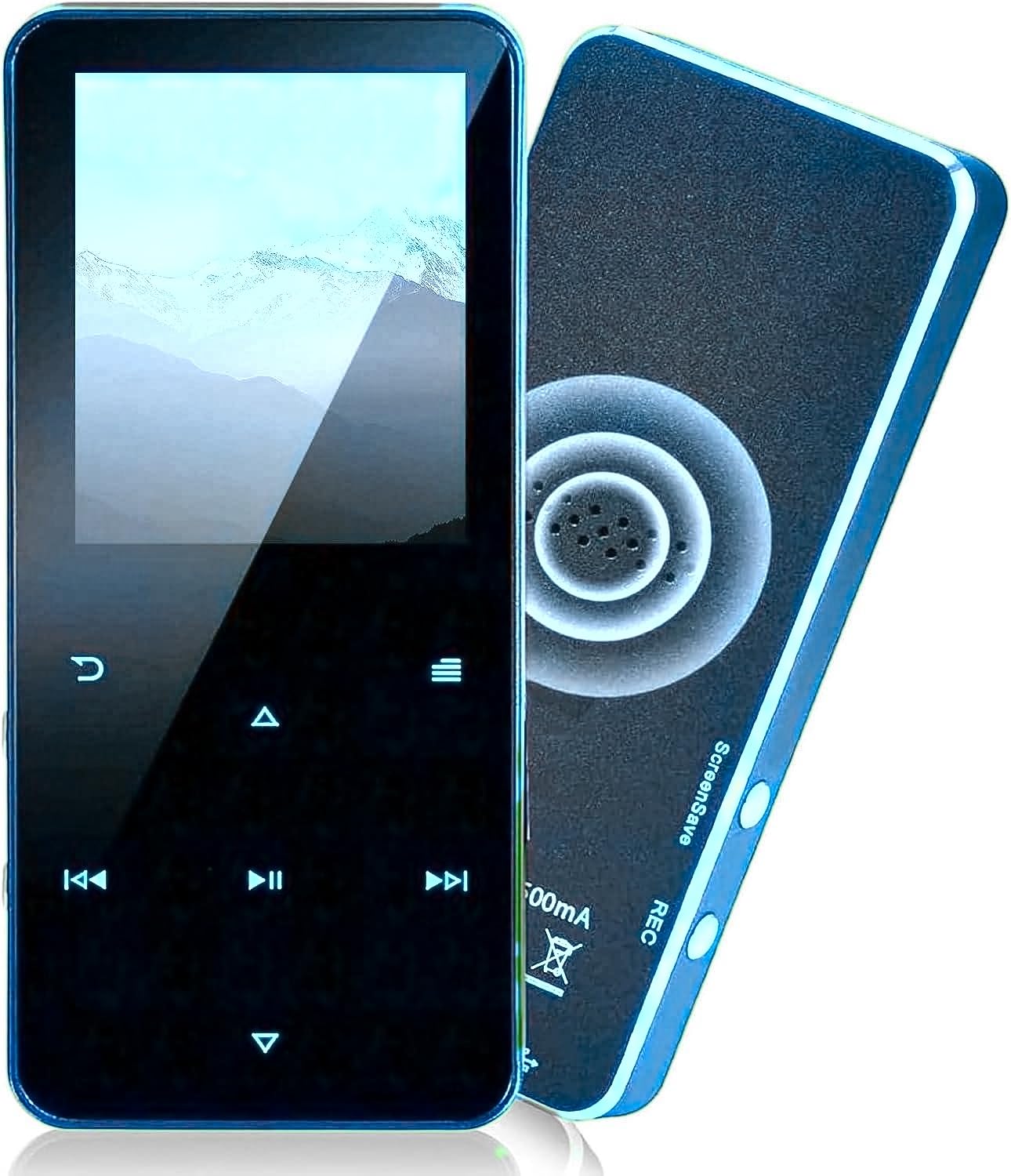Photo 1 of 144GB MP3 Player - Music Player with Bluetooth 5.2 HiFi Sound Shuffle Single Loop FM Radio Built-in HD Speaker Voice Recorder Mini Design Ideal for Sport Earphones Included-Blue