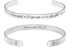 MEMGIFT 𝐂𝐡𝐫𝐢𝐬𝐭𝐢𝐚𝐧 𝐁𝐫𝐚𝐜𝐞𝐥𝐞𝐭𝐬 for 𝐖𝐨𝐦𝐞𝐧 Inspirational Gifts Bible Verse Religious Faith Jewelry Cuff Bracelet Mothers Day Christmas Birthday Jewelry for Her Mother Daughter