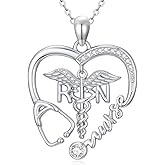 KoyeKei Nurse Necklaces for Women 925 Sterling Silver Stethoscope/Caduceus Pendant Nursing Jewelry Graduation Gifts for Doctor Medical Assistant