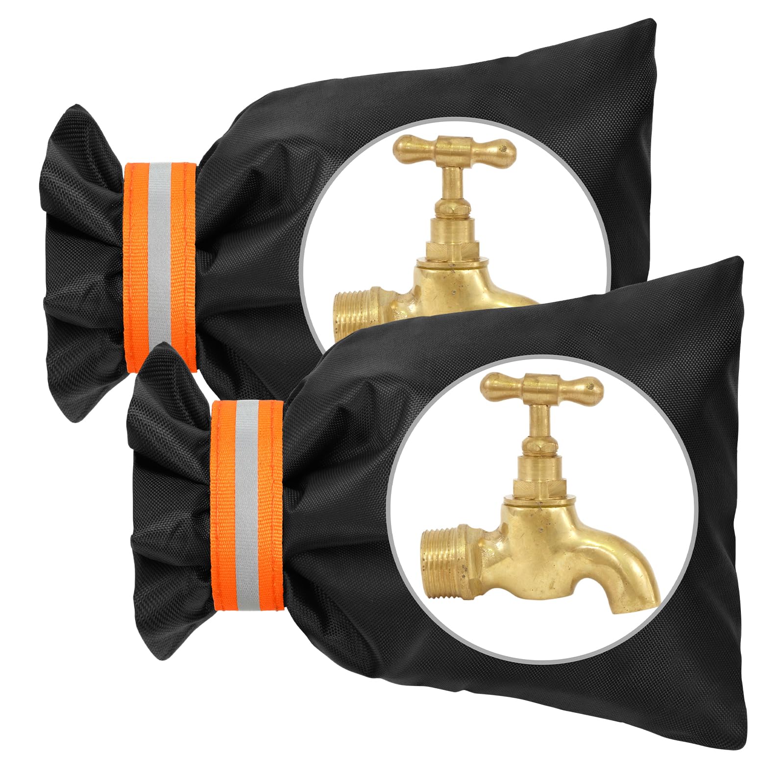Vicloon Outside Tap Covers for Winter, 2pcs Large Outdoor Tap Cover Insulated Protector, Waterproof & Thickened Thermal Tap Jacket Protects Your Tap from Freezing Bursting (Orange)