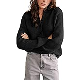 Bianstore Womens Casual Long Sleeve Crewneck Button Down Cardigan Chunky Knit Open Front Sweater Tops
