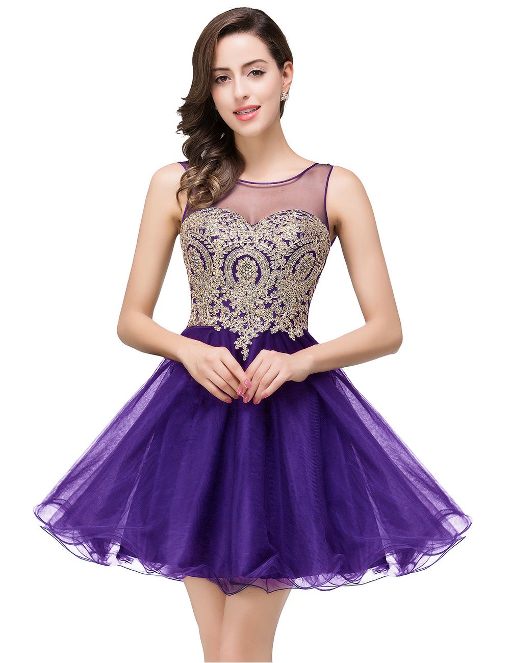 Purple Images Of Cocktail Dresses 2018 Crew Neck Short Homecoming