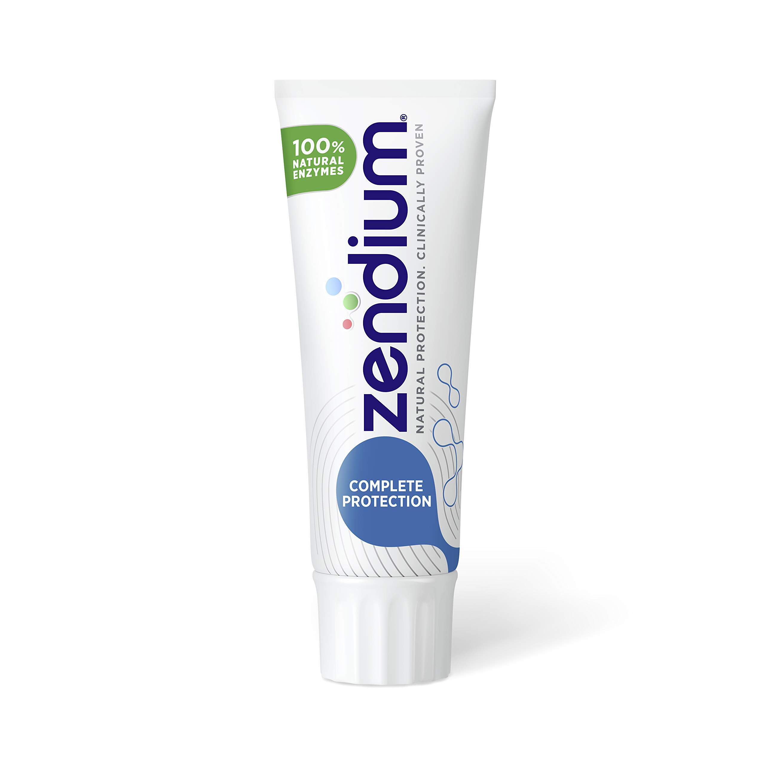 Zendium Complete Protection Toothpaste 75ml - contains natural antibacterial enzymes and proteins - natural protection against causes of caries and gum problems - SLS free, Triclosan free