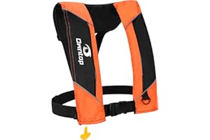 Owntop Manual Inflatable Swim Jacket, Neoprene Padded Neckline, 33g C02 Cylinder Included, Multiple Reflective Strips, Compact Design for Kayak, Fishing, Paddle Sports