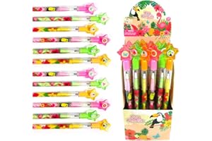 TINYMILLS 24 Pcs Flamingo Tropical Luau Multi Point Stackable Pencil with Eraser for Flamingo Luau Birthday Party Favor Prize Carnival Goodie Bag Stuffers Classroom Rewards