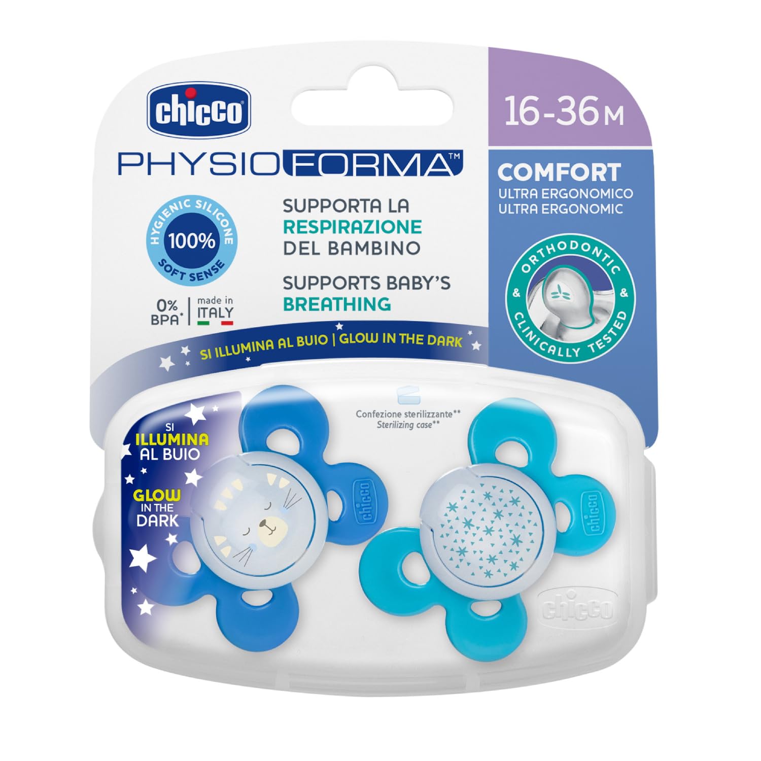 Chicco Physio Comfort 74935420000 Dummy Silicone 16-36 m Blue