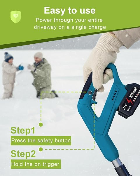 DEGGE ELECTRIC CORDLESS SNOW SHOVEL, 2X 3.0AH/ 21V/ 12-INCH BATTERY SNOW BLOWER WITH DIRECTIONAL PLATE & ADJUSTABLE FRONT HANDLE, SNOW REMOVAL FOR DRIVEWAY SIDEWALK, STEPS, PATIO (CHARGER INCLUDED)