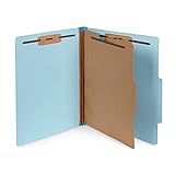 10 Blue Classification Folders - 1 Divider - 2 Inch