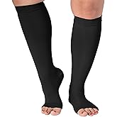 ABSOLUTE SUPPORT Open Toe Medical Compression Socks Up to 7XL 15-20mmHg Circulation for Women & Men, A515