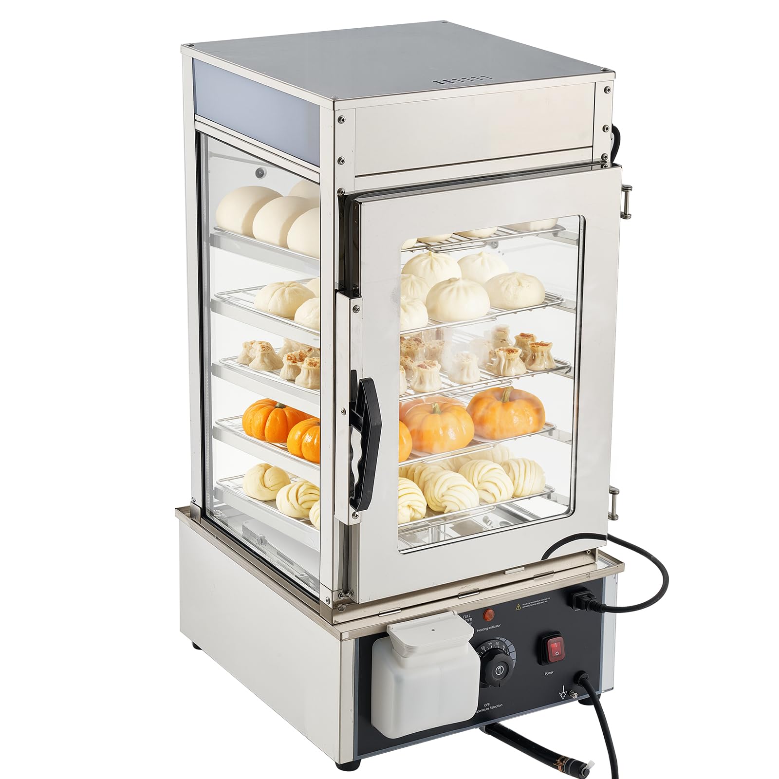 Photo 1 of VEVOR 5-Tier Commercial Food Warmer Display, 1200W Food Display Warmer with LED Light, Adjustable Shelf & Stainless Steel Frame, 86?~230? Steam Heating, 120L for Hamburger, Pizza, Bread, Fried Chicken