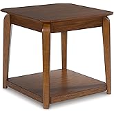 Signature Design by Ashley Trenmour Mid-Century Modern End Table with Lower Open Shlef, Light Brown