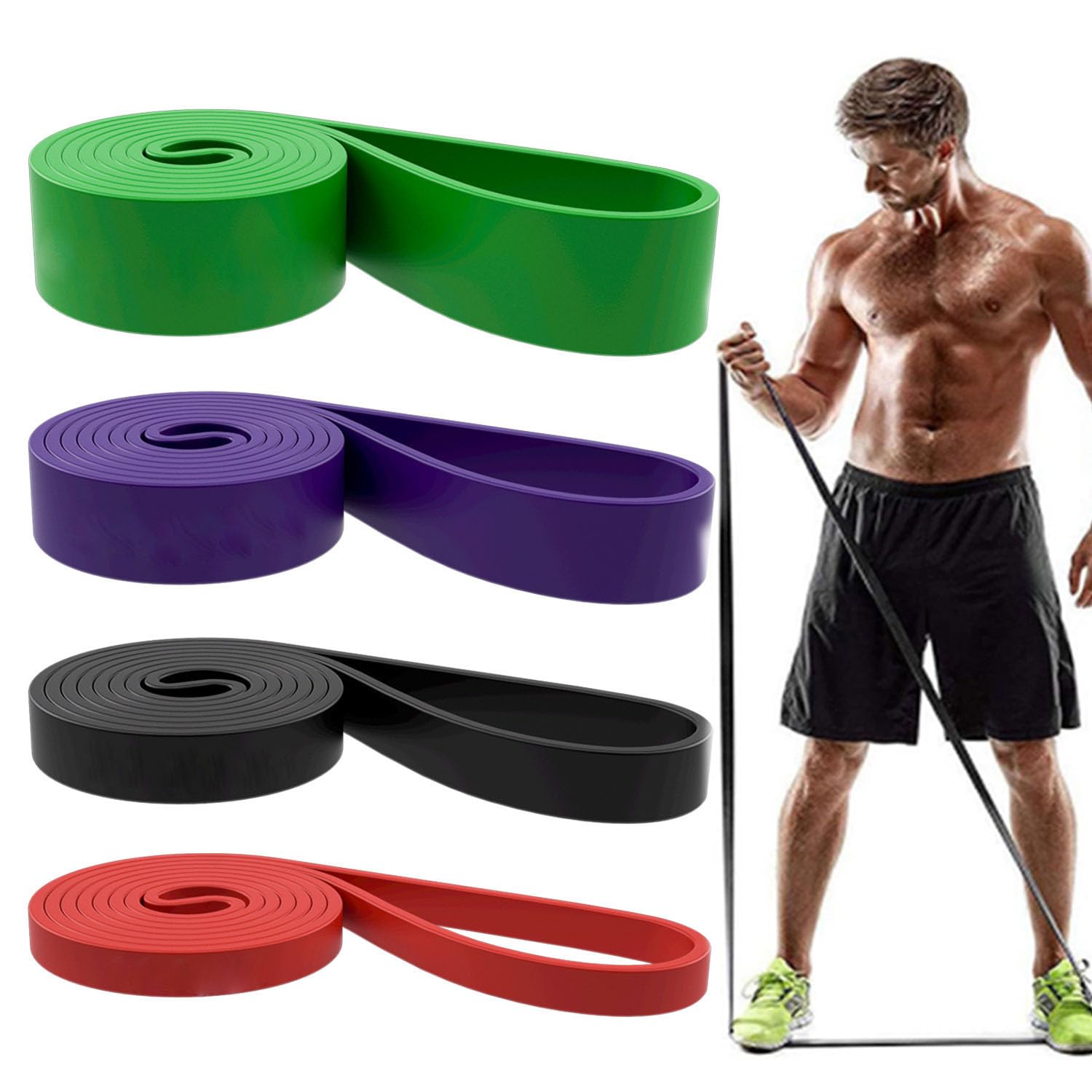 Resistance Bands, Pull Up Assist Bands - Workout Bands, Eexercise Bands for Working Out, Fitness, Training, Physical Therapy for Men Women - Dark Black Image