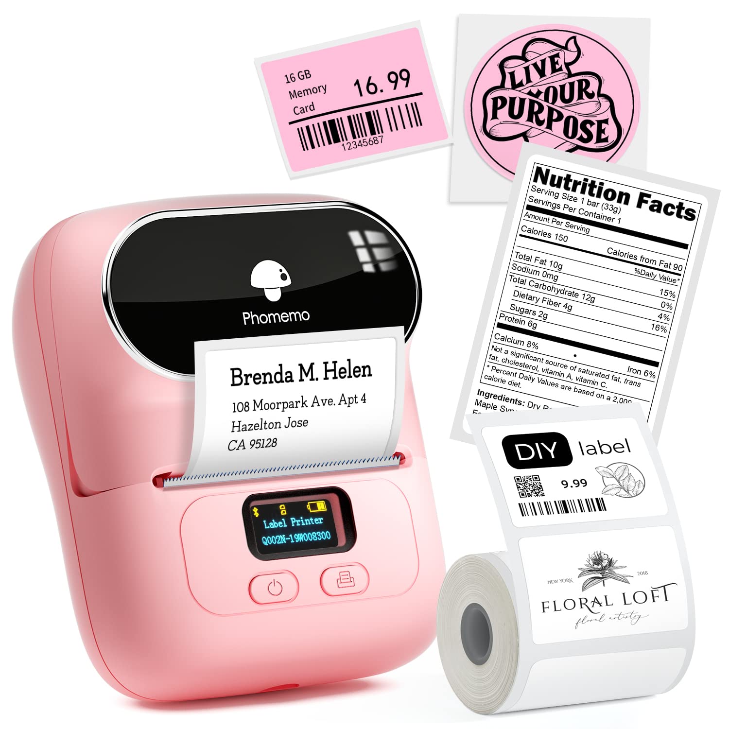 Phomemo M110 Label Maker, Large Label Maker Machine Bluetooth for iOS And Android Phone, Label Printer Machine for Logo, Name, Barcode, Address, Jewellery,Retail, Home, School with 100 Labels