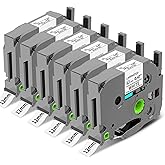 Label Maker Tape Compatible with Brother P-Touch Label Tape TZe-231 12mm 0.47 Laminated White TZ TZe TZe231 Black on White for PT-D220 D210 H110 D200 D400 1280 D610BT Refills 1/2" x 8m, 6-Pack